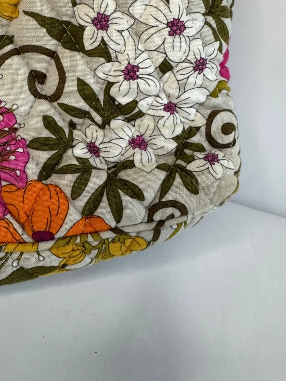 Vera Bradley Tea Garden Crossbody Hipster Purse Pink Orange Gray Floral